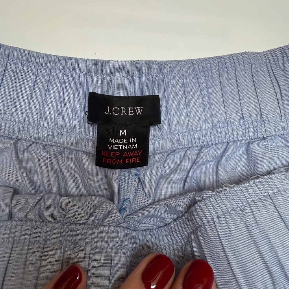 J.Crew End-On-End Wide Leg Cotton Pajama Pants in Light Blue - Picture 5 of 6